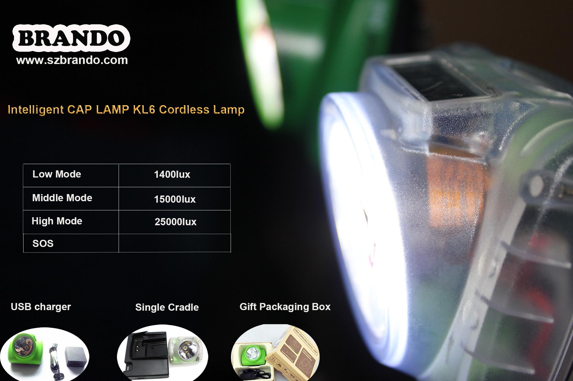 BRANDO NEW arrive 25000lux Cordless cap lamp